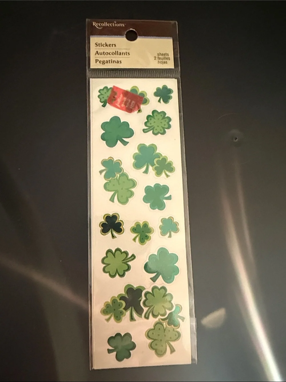 Recollections Green Shamrock Sticker Sheets - Assorted Clover Designs